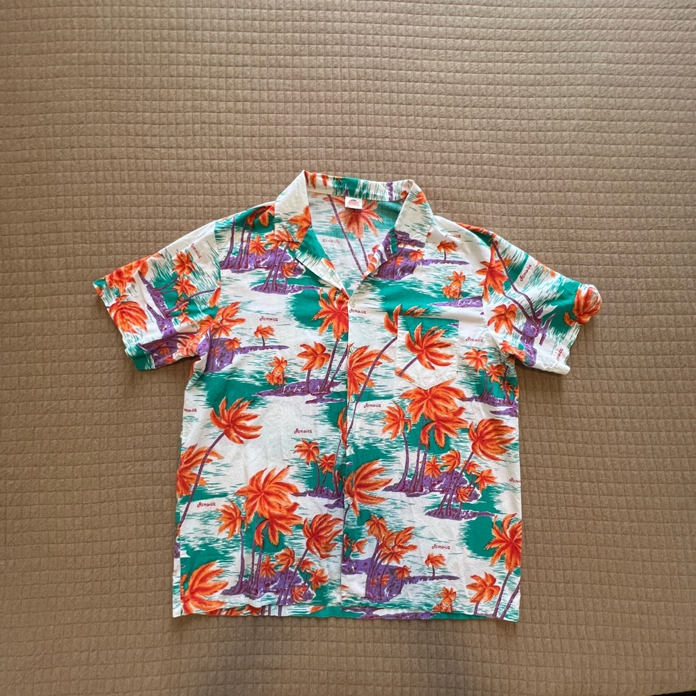 Men's Tropical Print Casual Button Down Shirt